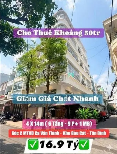 Bán Siêu Phẩm 6 Lầu Góc 2Mt Ca Văn Thỉnh, P.11,Quận Tân Bình. Dt:4X14M