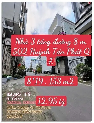 Nhà 4 Tầng Đường Nhựa 8 M, Bình Thuận Quận 7. Dt 8*19 Giá 12,9 Tỷ.