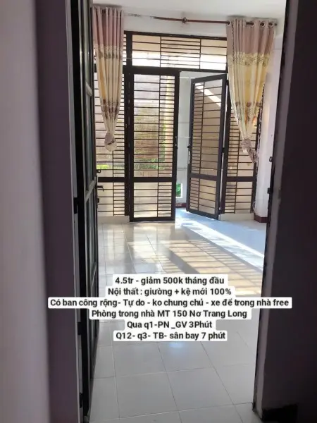 Cho Thuê Phòng Trọ 150 Nơ Trang Long,Bình Thạnh. Ban Công/Cửa Sổ, Sân Phơi Đồ, Giờ Tự Do, Không Chủ