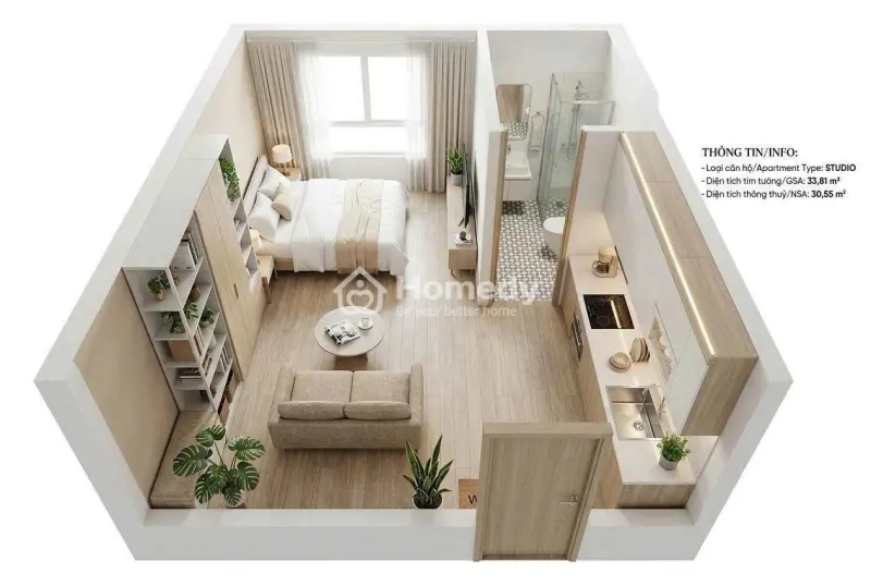 Độc Quyền Căn F51221 1Br+ Fours Tower Đn, Rộng Như 2Pn Tại Sun Fours Tặng Sân Vườn 16,2M²