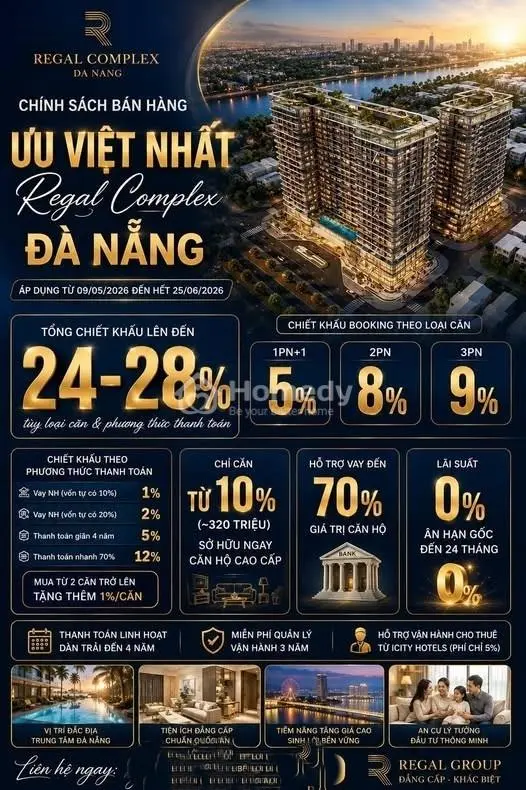 Mua Bán Căn Hộ Ngũ Hành Sơn Regal Complex Đà Nẵng Chỉ Với10% 300Tr/ Ký Ngay Hđmb Căn Hộ 1Pn