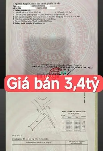 Đất Đẹp Hẻm Thông Xe Hơi Gần Trung Tâm Xã Hóc Môn