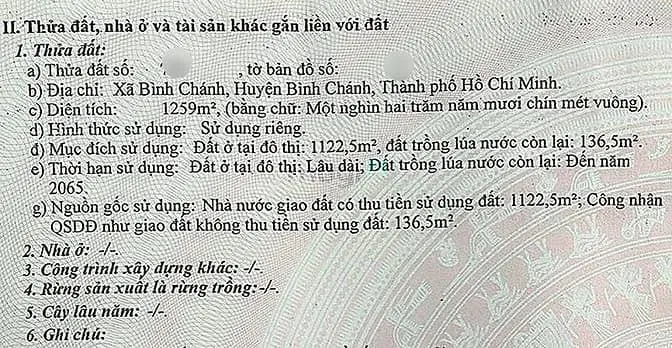 Đất Mặt Tiền Hoàng Phan Thái 1259M2 Thổ Cư 1122M2 Nở Hậu Gần Ql1A
